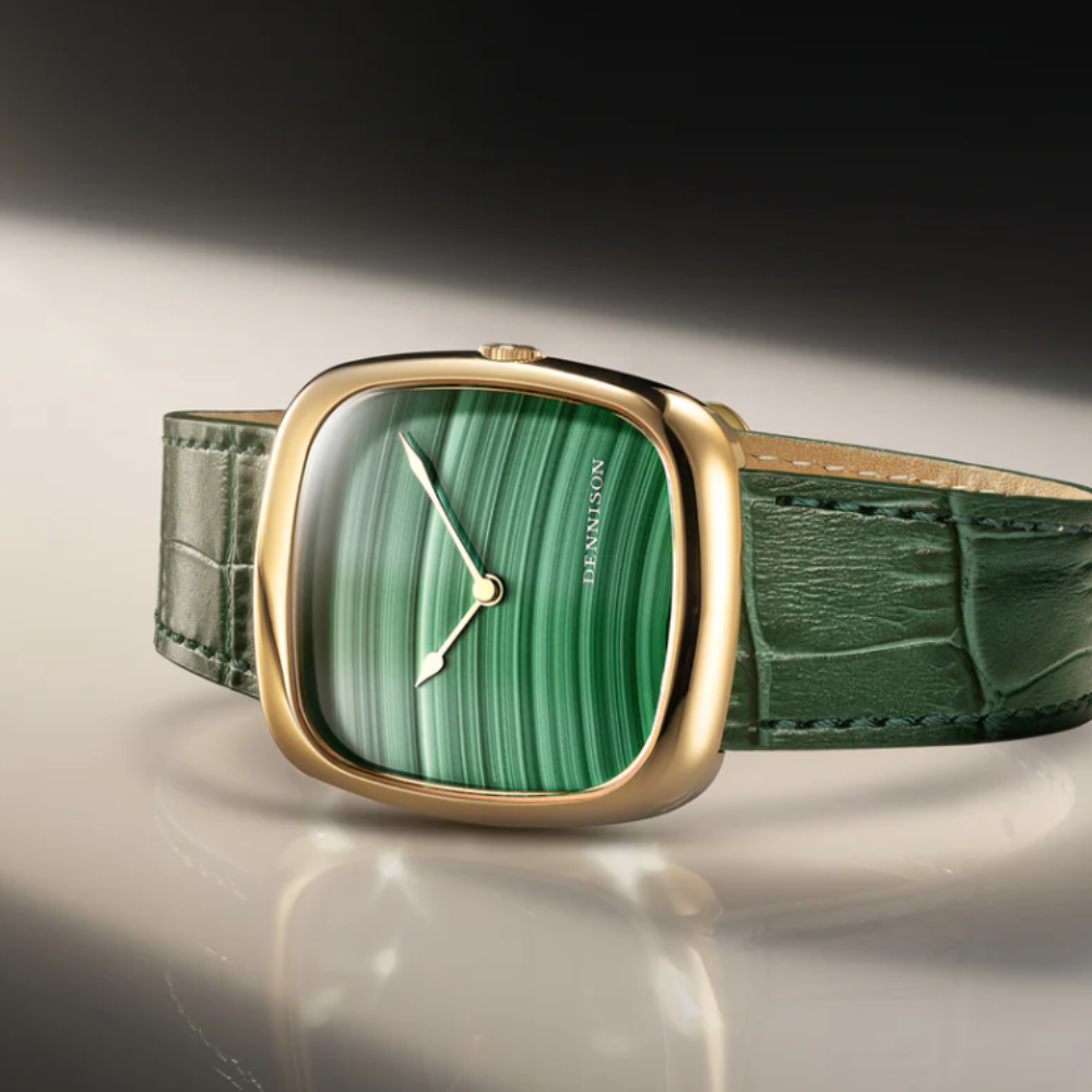 DENNISON Natural Malachite Stone In Gold