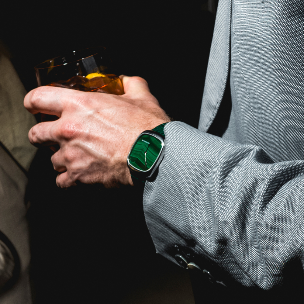 DENNISON Natural Malachite Stone In Steel