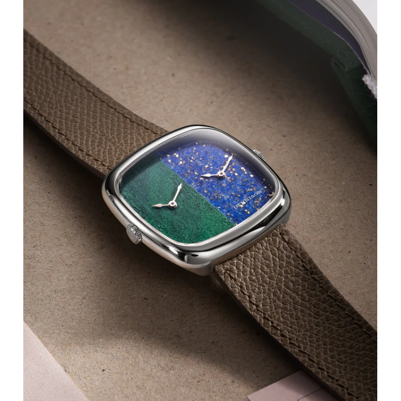 DENNISON ALD Dual Time Bloodstone & Lapis In Steel
