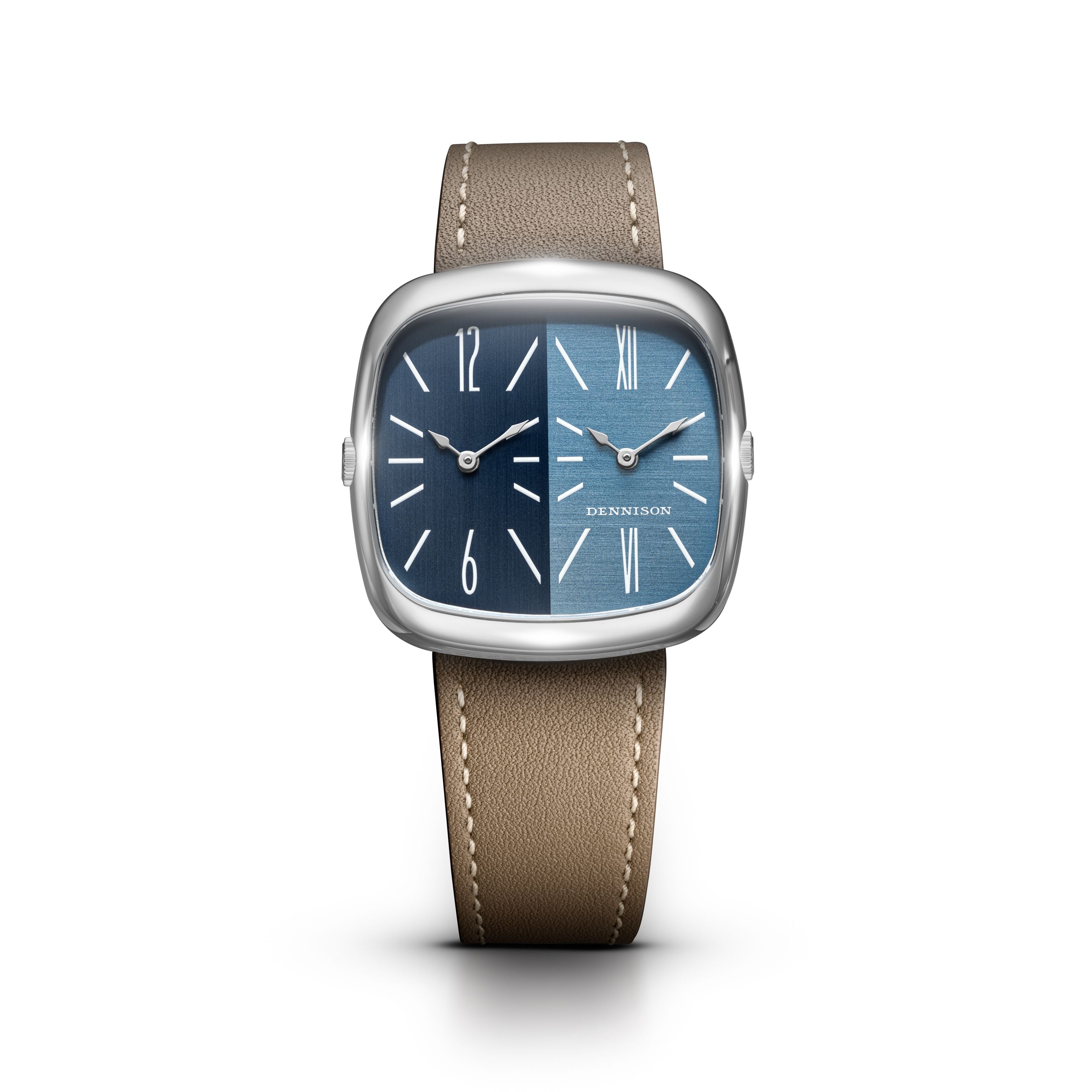 DENNISONALD Double fuseau horaire cadran « SHADES » - Bleu / Cuir