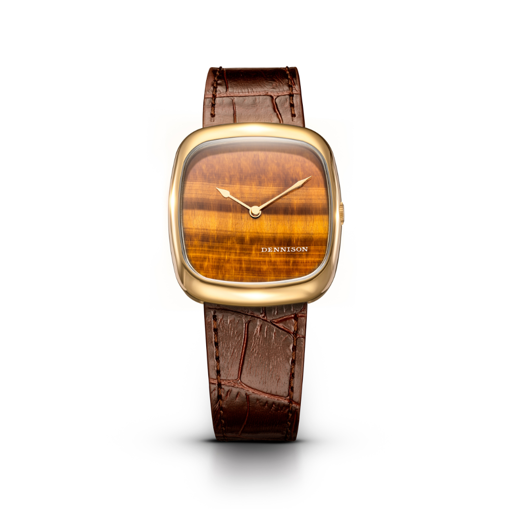 DENNISON Natural Stone Tiger Eye In Gold