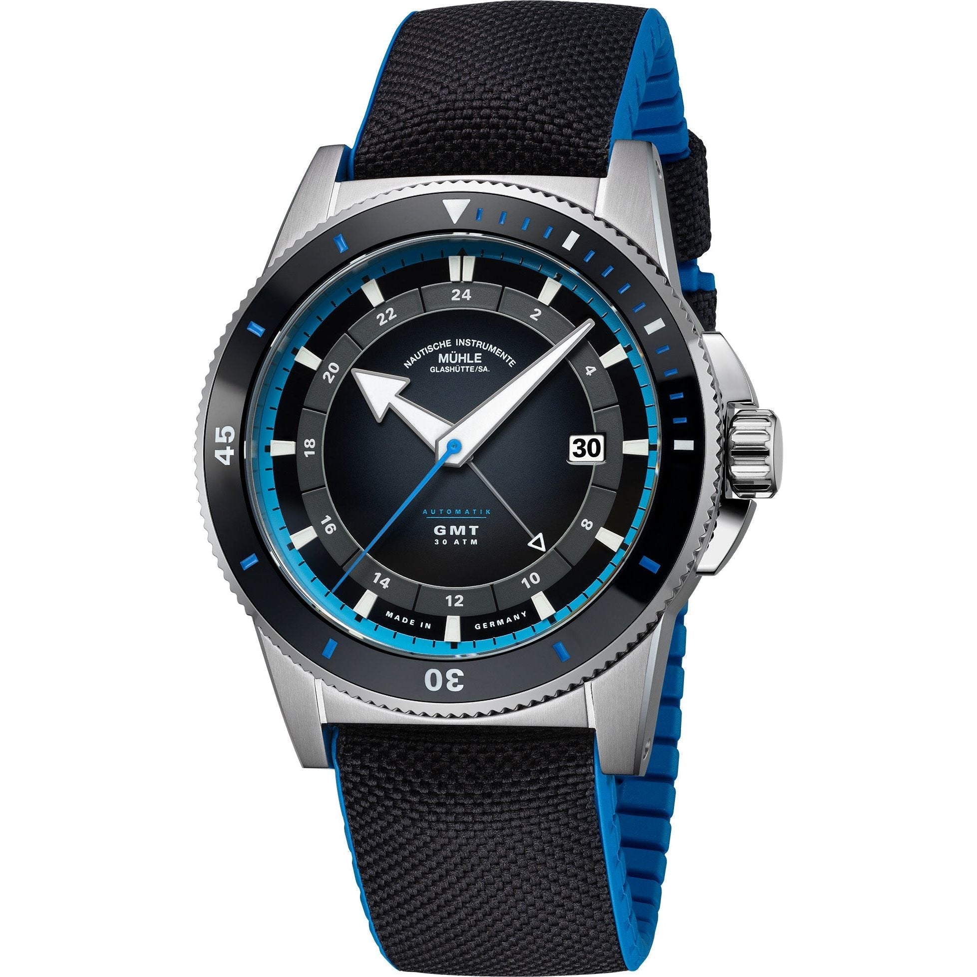 Mühle Glashütte Sportivo Big Date -レザーストラップ｜30気圧防水