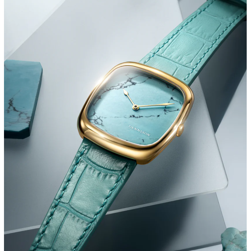 DENNISON Natural Turquoise Stone In Gold