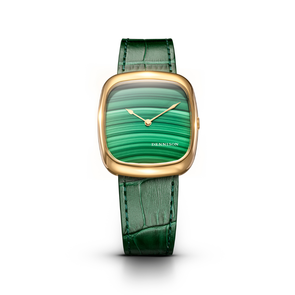 DENNISON Natural Malachite Stone In Gold