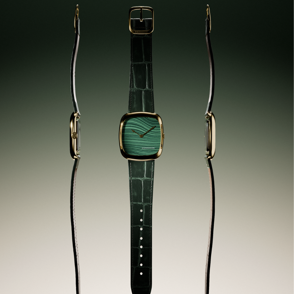 DENNISON Natural Malachite Stone In Gold