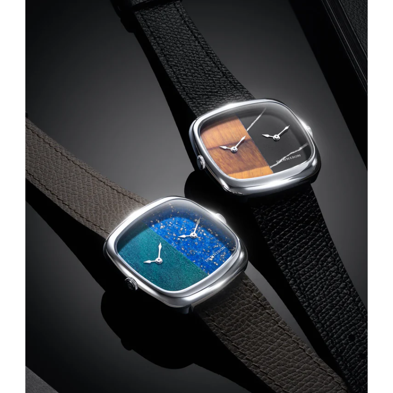 DENNISON ALD Dual Time Bloodstone & Lapis In Steel