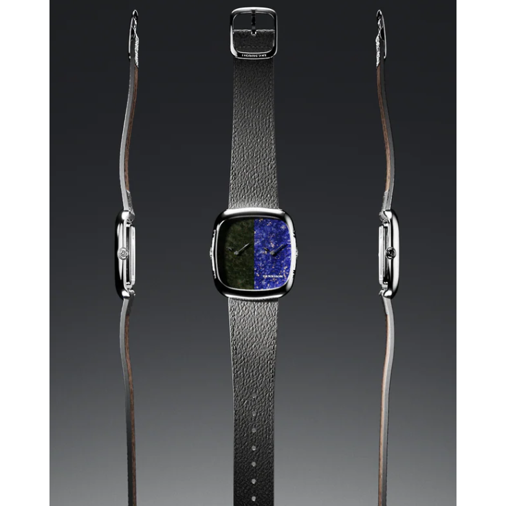 DENNISON ALD Dual Time Bloodstone & Lapis In Steel