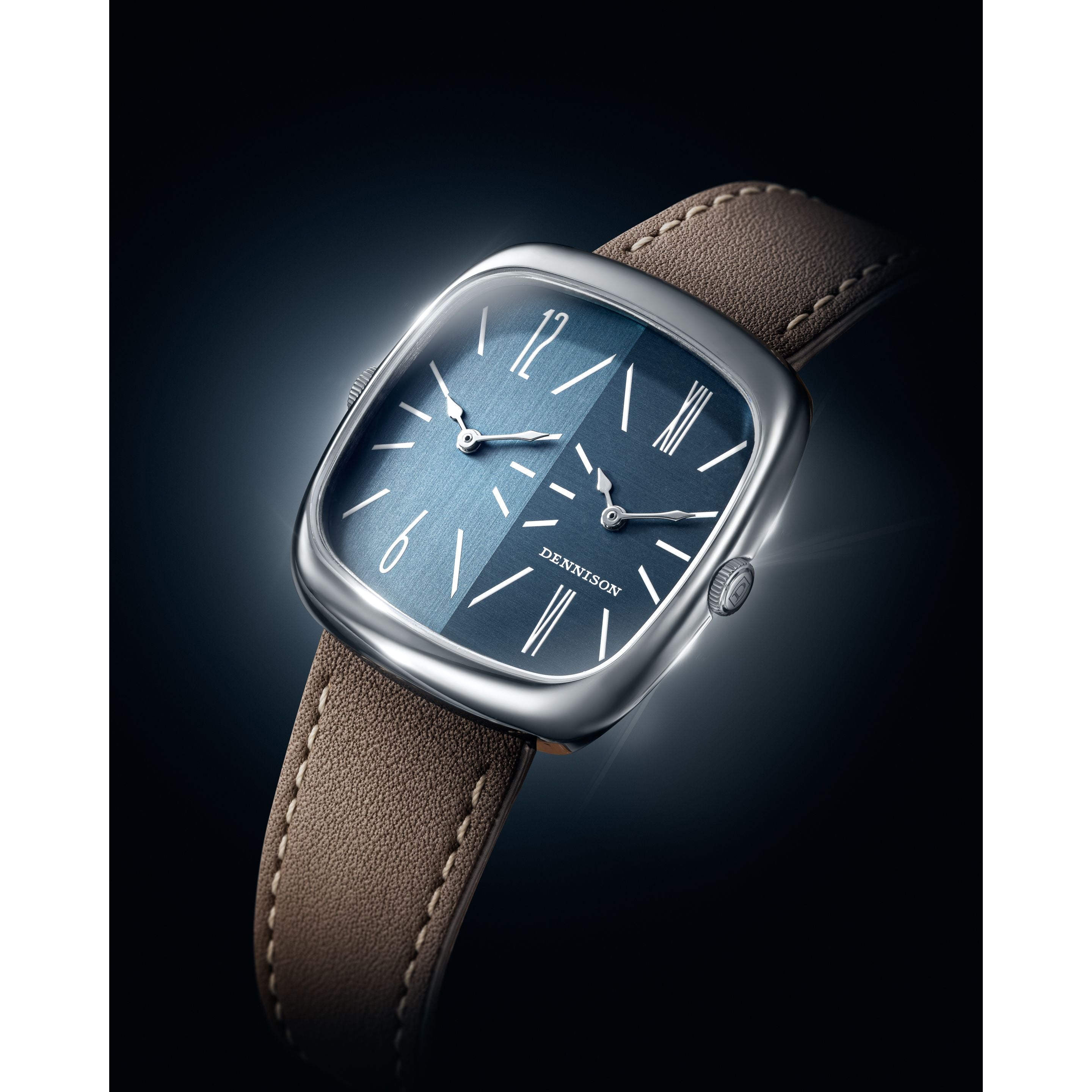 DENNISONALD Double fuseau horaire cadran « SHADES » - Bleu / Cuir