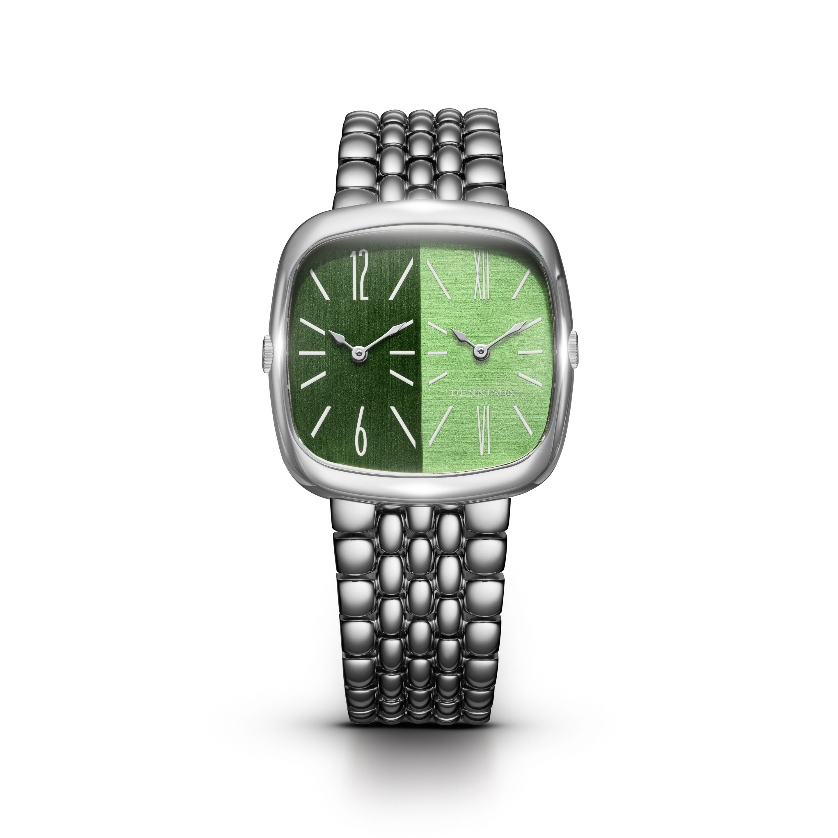 DENNISON ALD Dual Time Cadran « SHADES » - Vert / bracelet en métal