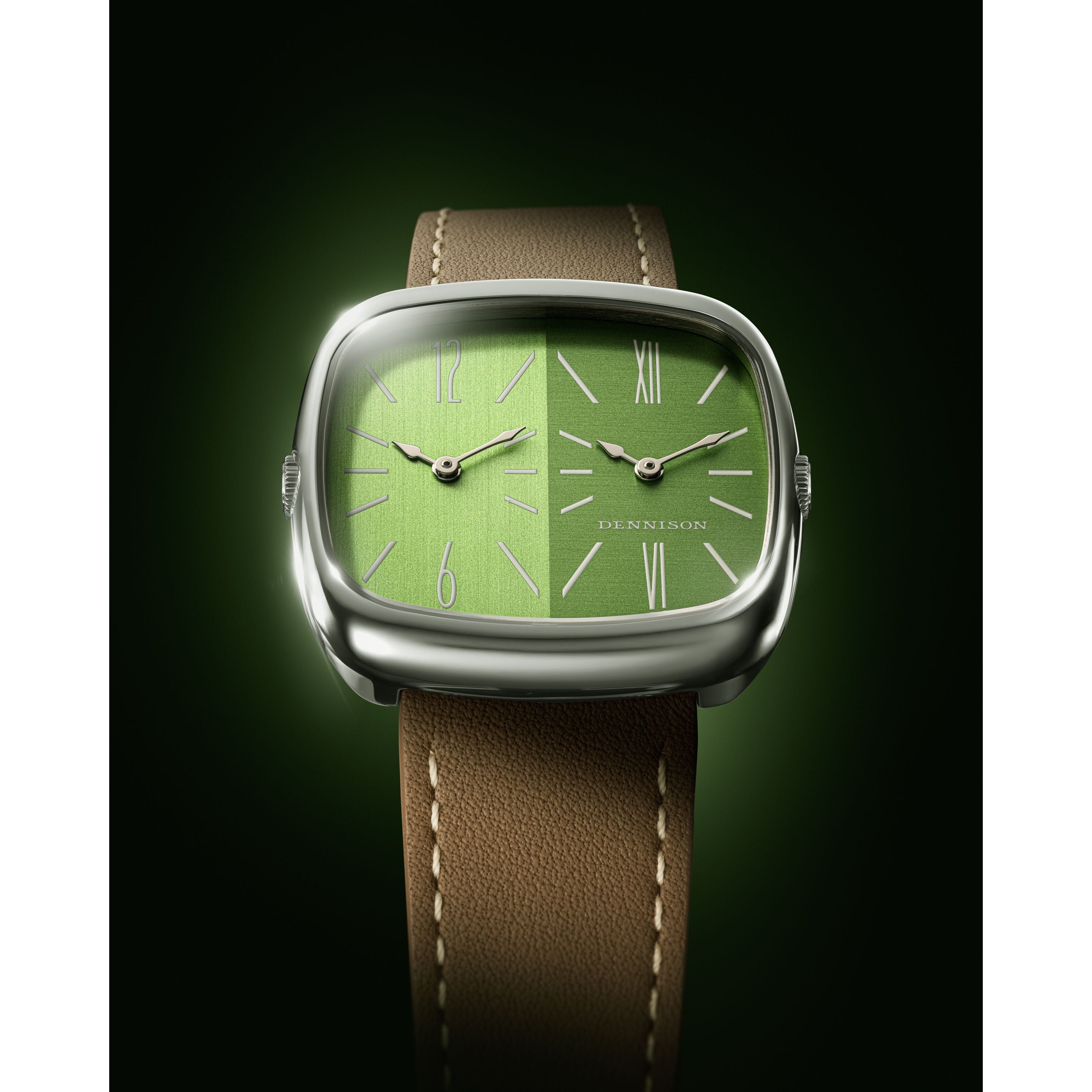 DENNISON ALD Dual Time “SHADES” Cadran - Vert / Cuir