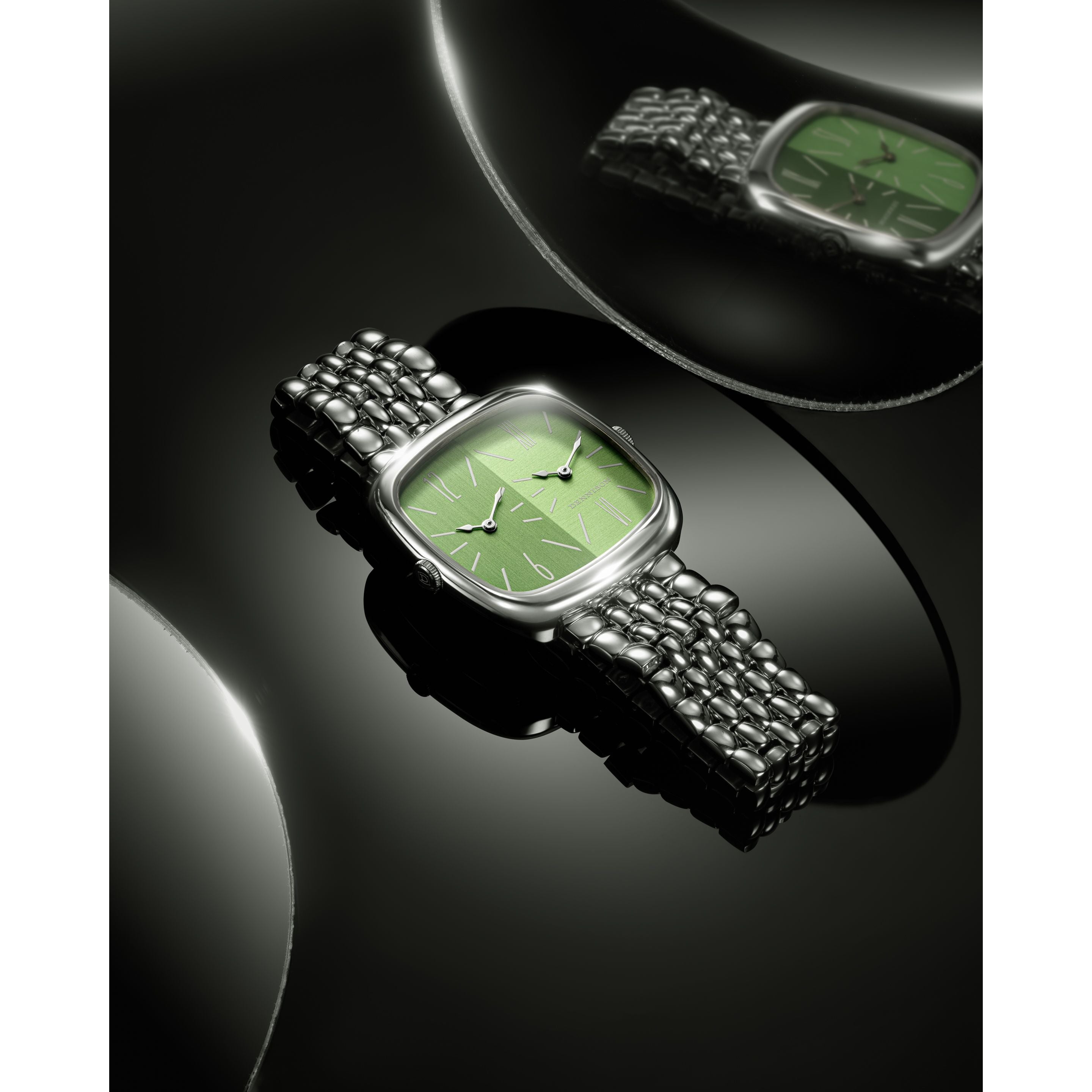 DENNISON ALD Dual Time Cadran « SHADES » - Vert / bracelet en métal
