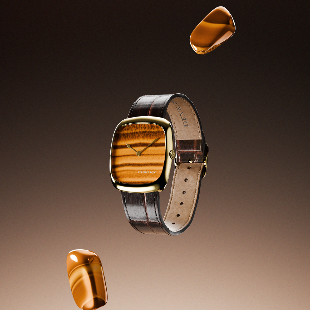 DENNISON Natural Stone Tiger Eye In Steel