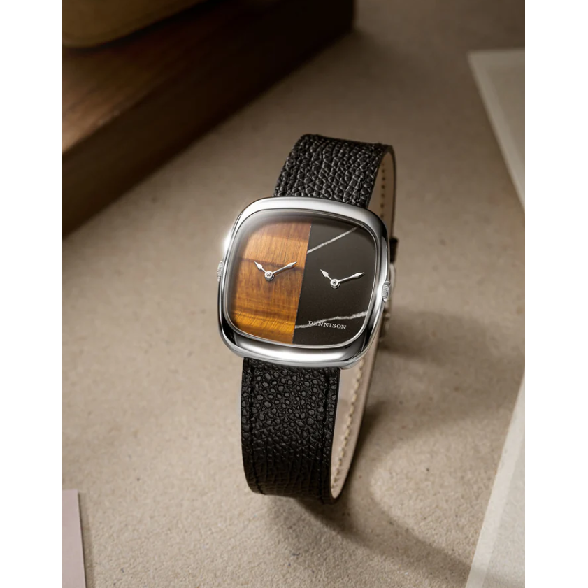 DENNISON ALD Dual Time Tiger Eye & Marble In Steel